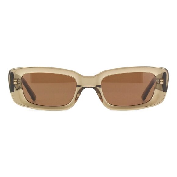 New DMY STUDIOS Preston Brown Rectangle DMYSun02TO Transparent Olive Sunglasses - Picture 2 of 4